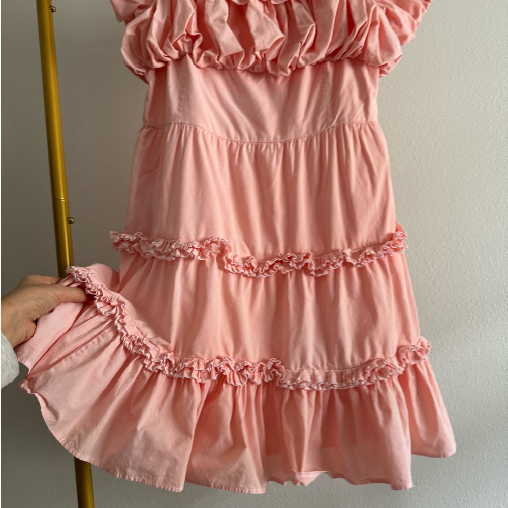 Tuckernuck Love The Label Off The Shoulder Tiered Mini Ruffle Dress M Coquette - Picture 7 of 9